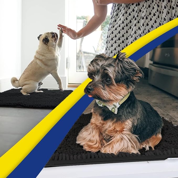 Muddy Mat® | Super Absorbent Door Mat Indoor, Microfiber Quick Dry Chenille Entryway Rug, Non-Slip Front Door Mat, Indoor Mats for Entryway, Machine Washable Pet Rug, Black XL 59"X35"