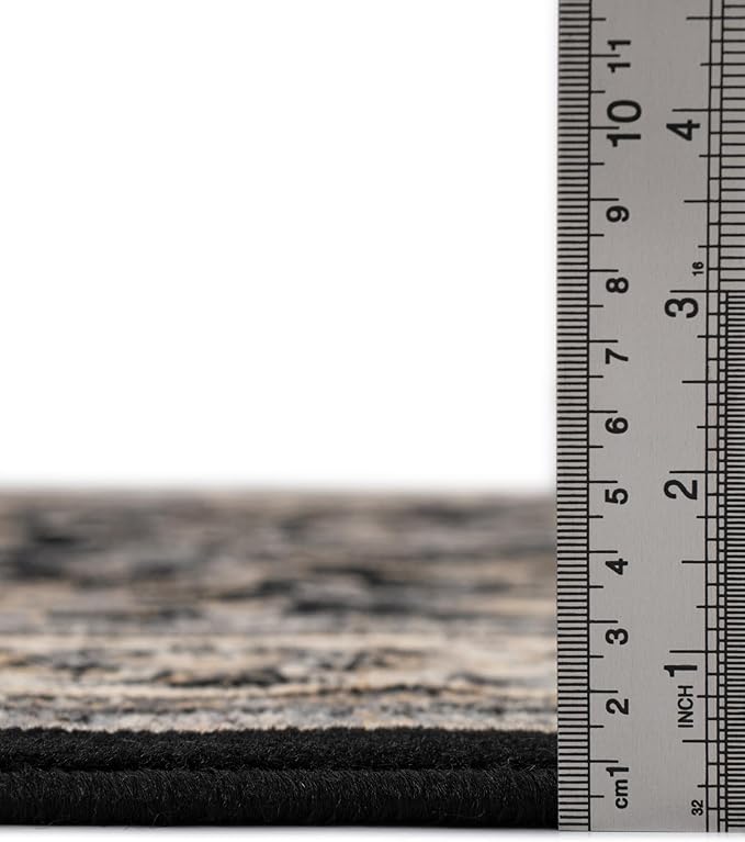 Unique Loom Sialk Hill Collection Area Rug - Washington (8' x 10' Rectangle Black/Gray)