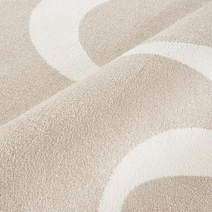 Abani Deco Collection Area Rug - Beige Modern Abstract Ribbon Design - 4' x 6' - for Living Room, Bedroom & Office