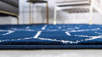 Unique Loom Marilyn Monroe Glam Collection Area Rug - Trellis (2' x 10' Runner, Navy Blue Silver/ Silver)