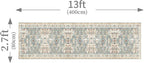 Enkor Runner Rugs for Hallway, 2.6x13 Washable Soft Boho Non Slip Floor Rugs for Kitchen, Modern Mat for Living Room Bedroom Entryway Beige & Green