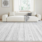 9x12 Area Rugs for Living Room Machine Washable Rug Distressed Indoor Carpet Neutral Moroccan Boho Rug Ultra Soft Area Rug for Bedroom Dining Room Playroom Office, Grey