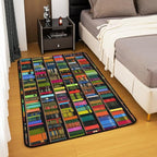 Books Large Area Rug 5x7 Rainbow Bookshelf Living Room Rug | Watercolor Book Shelf Rugs for Bedroom, Bookcase Bookrack Carpet Indoor Floor Mat
