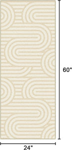 Bavni Washable Runner Rug, Soft Modern Printed Rug Runner, Abstract 2x5 Runners for Hallways, Kitchen, Laundry, Abstract Brown Beige