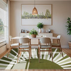 Lahome Washable Rugs 9x12 - Non-Slip Living Room Rug 9x12 Ultra-Thin Large Soft Bedroom Rugs, Boho Rainbow Sun Print Indoor Stain Resistant Floor Rug for Dining Room Table Office (9'x12', Green)