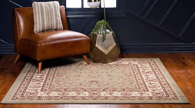 Unique Loom Voyage Collection Traditional Oriental Classic Intricate Design Area Rug (4' 0 x 4' 0 Square, Green/Ivory)