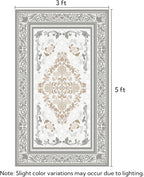 SOULFUL Medium Pile 3x5 Area Rug - Soft Foot Feel Small Entryway Rug - Light Taupe Boho Floral - Washable Non-Slip - Perfect for Living Room Bedroom Foot Kids Room Reading Nook
