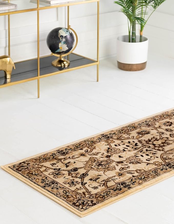 Unique Loom Sialk Hill Collection Area Rug - Washington (2' 7" x 13' 1" Runner Ivory/Black)