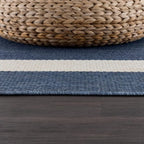 CAMILSON Outdoor Rug 5x7, Modern Outside Rugs for Patios Porches Waterproof Durable Washable Non-Shedding, Easy-to-Clean Indoor Outdoor Area Carpet (5 x 7, Bordered - Blue/White)