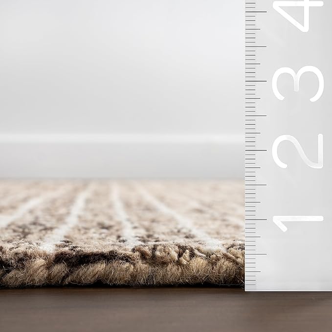 Rugs USA Melrose Brown/Ivory, 2'6" x 14', Handmade, Wool & Cotton, Soft and Cozy, High Traffic, Stain Resistant, Easy Clean, Durable Runner for Bedroom, Living Room, Dining Space, Den, Entryway
