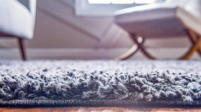 Unique Loom Davos Shag Collection Area Rug - Solid (5' 1" Round, Peppercorn)