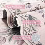 Wonnitar 8x10 Washable Rug, Pink Rugs for Girls Bedroom Decor, Boho Ultra-Thin Non Slip Soft Moroccan Floral Large Carpet for Living Room Baby Nursery Kids Playroom, Pale Pink