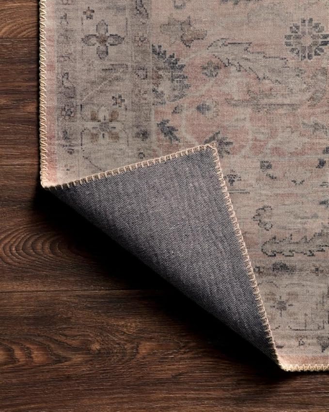Loloi Hathaway Collection HTH-06 Blush/Multi 2'-0" x 5'-0", .25" Thick Accent Rug, Soft, Durable, Printed, Modern, Low Pile, Non-Shedding, Easy Clean, Living Room Rug