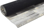 Cowhide Leather Rug for Living Room 9.9x14 Natural Leather Rug Modern Stripes Style Floor Carpet for Home Decor | Superior Indoor Area Rug, Dark Grey