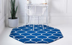 Rugs.com Lattice Frieze Collection Rug – 7' 10 Octagon Navy Blue Medium Rug Perfect for Living Rooms, Kitchens, Entryways