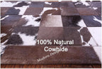 Modern Design Premium Cowhide Leather Carpet with Chevron Pattern, Area Rug (Brown/White-1, 3x12)
