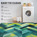 6x9 Geometric Zigzag Rugs for Bedroom Decor, Washable Green Chevron Pattern Area Rug, Living Room Home Decoration, Non Slip Soft Thin, Modern Abstract Geometry Decor Carpet PF-P 49