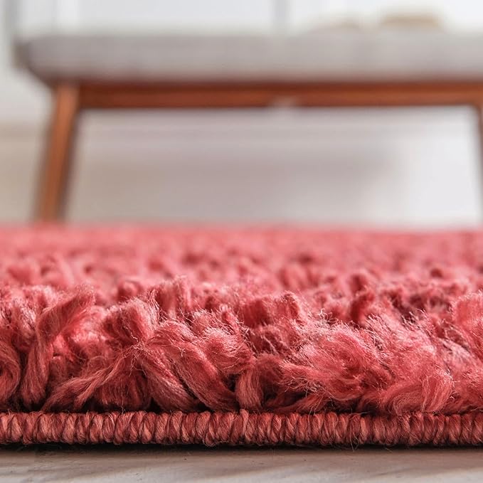 Unique Loom Davos Shag Collection Area Rug - Solid (10' x 14' 1" Rectangle, Poppy)