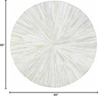 Faux Cowhide Round Area Rug | Non-Slip Leather Floor Carpet for Living Room, Bedroom, and Home Décor | Modern Stylish Accent Rug(White_8x8)