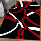 2305 Geometric Abstract Red Black 6x9 Area Rugs for Living Room