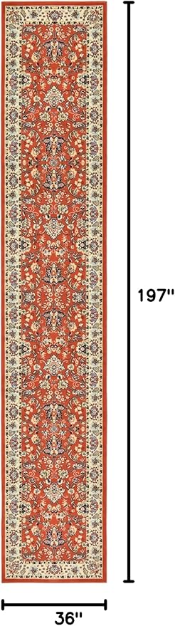 Rugs.com Yasmin Collection Rug – 16 Ft Runner Terracotta Medium Rug Perfect for Hallways, Entryways