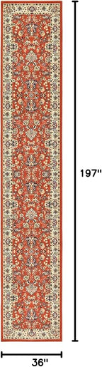 Rugs.com Yasmin Collection Rug – 16 Ft Runner Terracotta Medium Rug Perfect for Hallways, Entryways