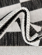 Unique Loom Outdoor Striped Collection Area Rug - Striped (10' 8" Square, Charcoal/Ivory)