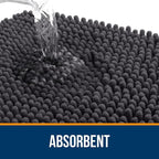 OLANLY Bathroom Rugs 47x17, Extra Soft Absorbent Chenille Bath Rugs, Rubber Backing Quick Dry, Machine Washable Bath Mats for Bathroom Floor, Tub and Shower, Home Decor Accessories, Dark Grey