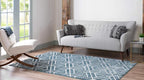Rugs.com Lattice Trellis Collection Rug – 6' x 9' Blue Low-Pile Rug Perfect for Living Rooms, Large Dining Rooms, Open Floorplans