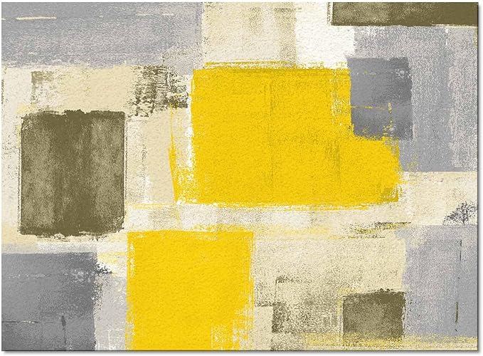 Yellow Rectangular Area Rugs for Living Room Bedroom 4 x 6 ft Abstract Paint Texture Modern Art Non-Shedding Soft Low Pile Rug Non Slip Washable Rug for Nursery Entryway Playroom