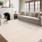 RUGSREAL 3x5 Washable Bedroom Rug Indoor Solid Color Rug Non-Slip Dining Room Throw Carpet Modern Contemporary Area Rug for Living Room Bedroom Kitchen Nursery, 3' x 5' Ivory Beige