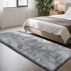 Soft Runner Rugs for Bedroom, Mottling Grey 3x7 Area Rugs Fluffy Rug Shag Area Rug Carpet, Bedside Rug for Living Room Bedroom Kids Room Home Decor