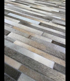 Cowhide Leather Rug for Living Room 9.9x14 Natural Leather Rug Modern Stripes Style Floor Carpet for Home Decor | Superior Indoor Area Rug, Dark Grey