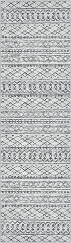 KUTA 3x10 Boho Hallway Runner Rug, Moroccan Grey Washable Kitchen Rugs Non Slip, Ultra Soft Print Distressed Geometric Entry Runner Low-Pile Throw Carpet for Bedroom Nursery Dorm Decor