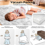 Tie-Dyed Grey Area Rugs 9x12 Living Room Bedroom, Fluffy Large Rug Soft Shag Non-Slip Carpet for Kids Boys and Girls Room Dorm Home Decor (9ft x 12ft)