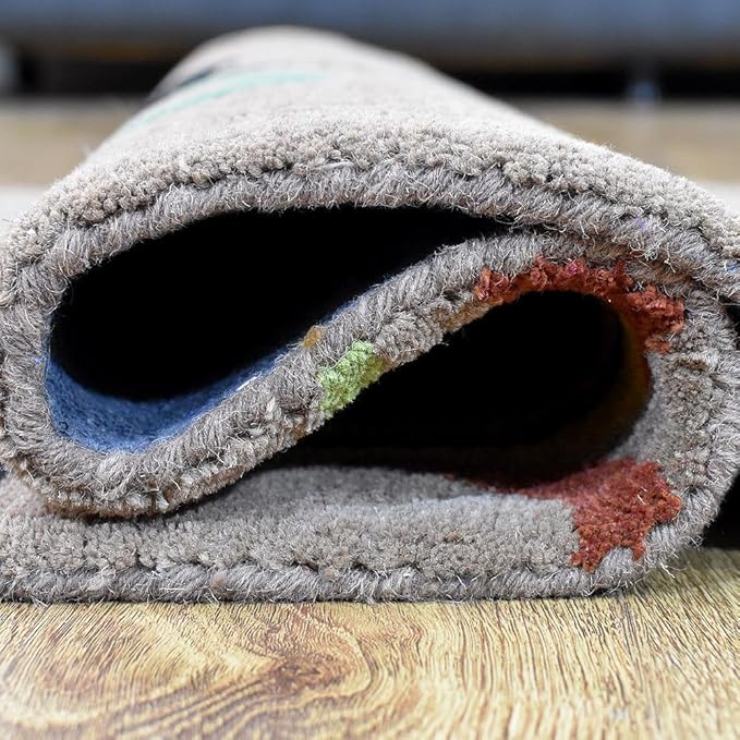 Hand Tufted Wool ECO-Friendly Area Rugs - 2'6''x10', Runner Shape, Camel, Floral Modern Design, High Pile Thick Handmade Anti Skid Area Rugs for Living Room, Bed Room (K00219)