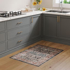 Dripex Vintage Washable Rug 2x3 Indoor Door Mat Non-Slip Bathroom Mat Distressed Low-Pile Small Rug for Front Entrance Kitchen Living Room Bedroom