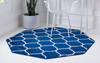 Rugs.com Lattice Frieze Collection Rug – 7' 10 Octagon Navy Blue Medium Rug Perfect for Living Rooms, Kitchens, Entryways