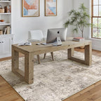 5x7 Washable Area Rug Brown Grey Abstract Living Room Bedroom Throw Rug Neutral Modern Non Slip Soft Low Pile Indoor Carpet for Dining Room Office Entryway