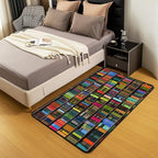 Books Area Rug 3x5 Rainbow Bookshelf Rugs for Living Room | Watercolor Book Shelf Washable Rug, Bookcase Bookrack Carpet Indoor Floor Mat
