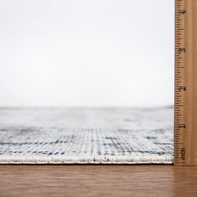 Bloom Rugs Washable Non-Slip 6' x 9' Rug - Teal/Beige Traditional Area Rug for Living Room, Bedroom, Dining Room, and Kitchen - Exact Size: 6' x 9'