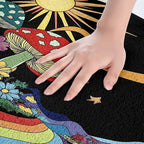 Erosebridal Trippy Mushroom Bathroom Rugs Groovy Floral Mats Rainbow Striped Ultra Soft Bathtub Rugs 20x32 Hippie Boho Eye Room Decor Starry Night Bath Mat 70s Theme Decor