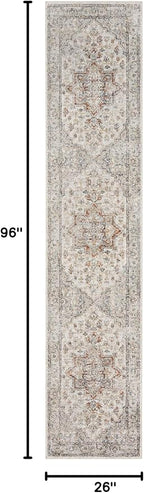 Nourison Home Astra Machine Washable Grey Multicolor 2'2" x 8' Area Rug - Easy Clean, Non Shedding, Bed Room, Living Room, Dining Room, Kitchen (8' Runner)