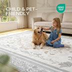 SOULFUL Medium Pile 4x6 Rugs for Living Room - Soft Foot Feel Area Rug - Light Taupe Boho Floral - Washable Non-Slip - Perfect for Bedroom Kids Room Under Dining Table Office