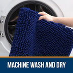 OLANLY Bathroom Rugs 44x32, Extra Soft Absorbent Chenille Bath Rugs, Rubber Backing Quick Dry, Machine Washable Bath Mats for Bathroom Floor, Tub and Shower, Home Decor Accessories, Navy