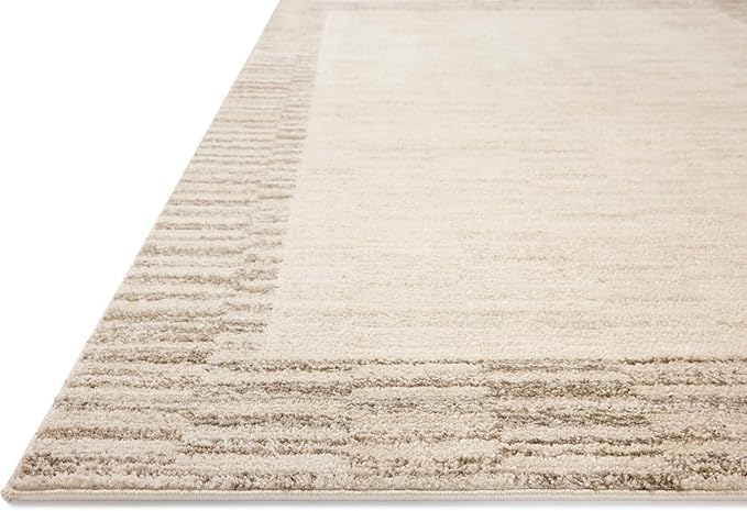 Loloi Chris Loves Julia Calvin Collection CLV-04 Ivory/Pebble 6'-3" x 9'-6" Area Rug Checkered Neutral Soft Living Room Bedroom Carpet