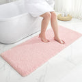 Bathroom Rugs 24x48 Non Slip Pink Fluffy Bath Mat for Bathroom Floor Washable Plush Luxury Bath Rug for Tub Soft Shaggy Absorbent Shower Sink Mat