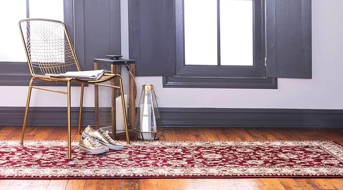 Unique Loom Voyage Collection Traditional Oriental Classic Intricate Design Area Rug (2' 2 x 6' 0 Runner, Red/Gold)