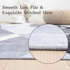 HOMFINE Washable Modern Area Rug - Geometric Style 6x9 Rugs for Living Room, Bedroom, Machine Washable Rug Soft Non Slip Non Shedding Area Rug - Grey, 6'x9'