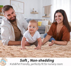 Beglad Shag Rugs for Living Room, Beige Area Rugs 5x7 Feet Upgrade Anti-Skid Modern Minimalist Style Memory Foam Rugs for Bedroom, Indoor Carpet Suitable for Boys Teens Room Decor